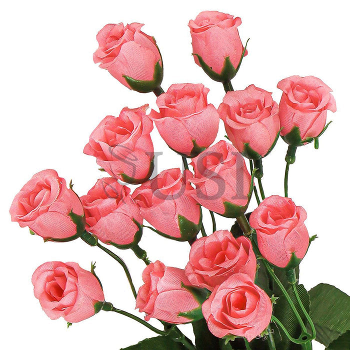 Standard Mini Rose Bud Flower Bush, 14in, Coral