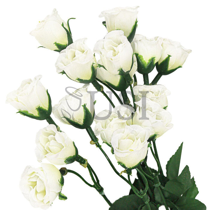 Standard Mini Rose Bud Flower Bush, 14in, Cream White