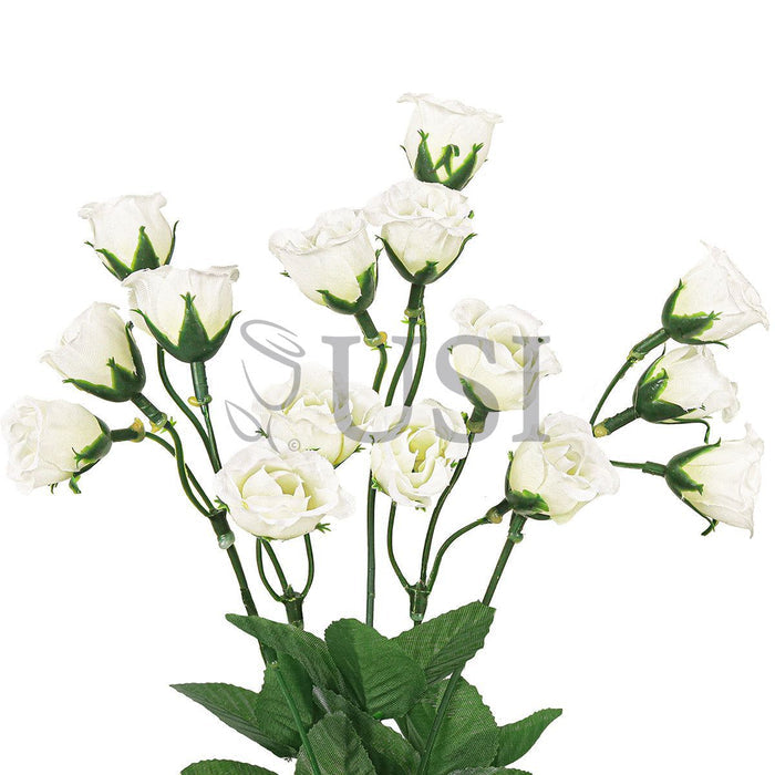 Standard Mini Rose Bud Flower Bush, 14in, Cream White