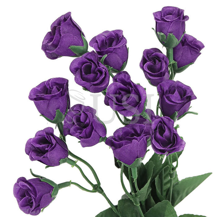 Standard Mini Rose Bud Flower Bush, 14in, Purple