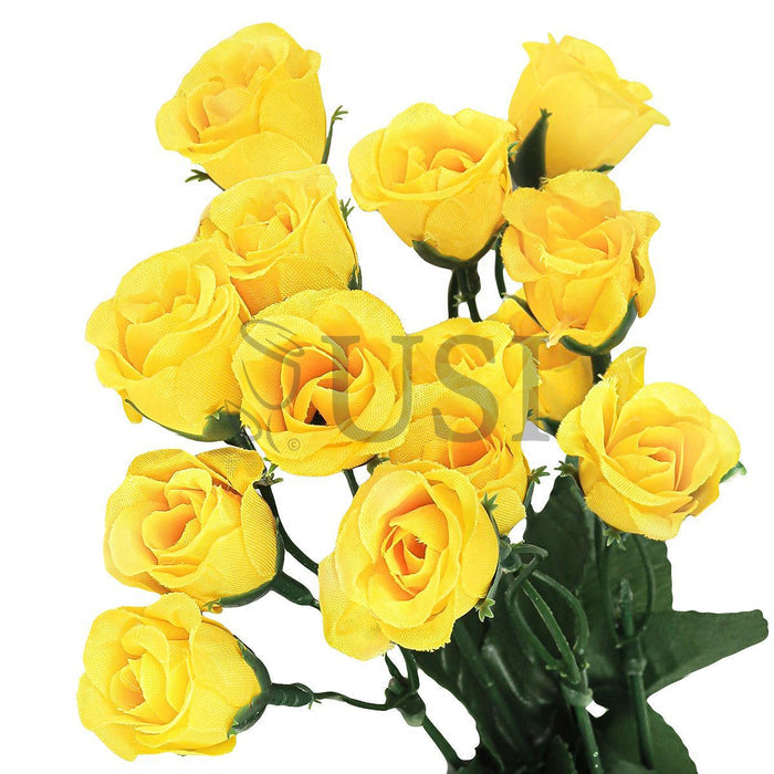 Standard Mini Rose Bud Flower Bush, 14in, Yellow