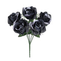 Standard Open Rose Flower Bush w Gypsophila x5, 14in, Black White