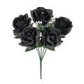 Standard Open Rose Flower Bush w Gypsophila x5, 14in, Black