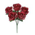 Standard Open Rose Flower Bush w Gypsophila x5, 14in, Burgundy