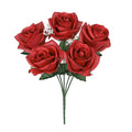 Standard Open Rose Flower Bush w Gypsophila x5, 14in, Red
