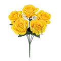 Standard Open Rose Flower Bush w Gypsophila x5, 14in, Yellow