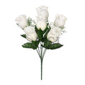 Standard Rose Bud Flower Bush w Gypsophila x6, 14in, Cream White