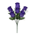 Standard Rose Bud Flower Bush w Gypsophila x6, 14in, Dark Purple