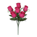 Standard Rose Bud Flower Bush w Gypsophila x6, 14in, Hot Pink