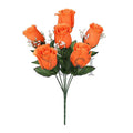 Standard Rose Bud Flower Bush w Gypsophila x6, 14in, Orange