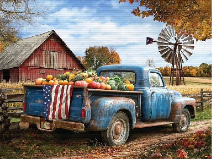 Stars and Stripes An Old Pickup in the Barnyard