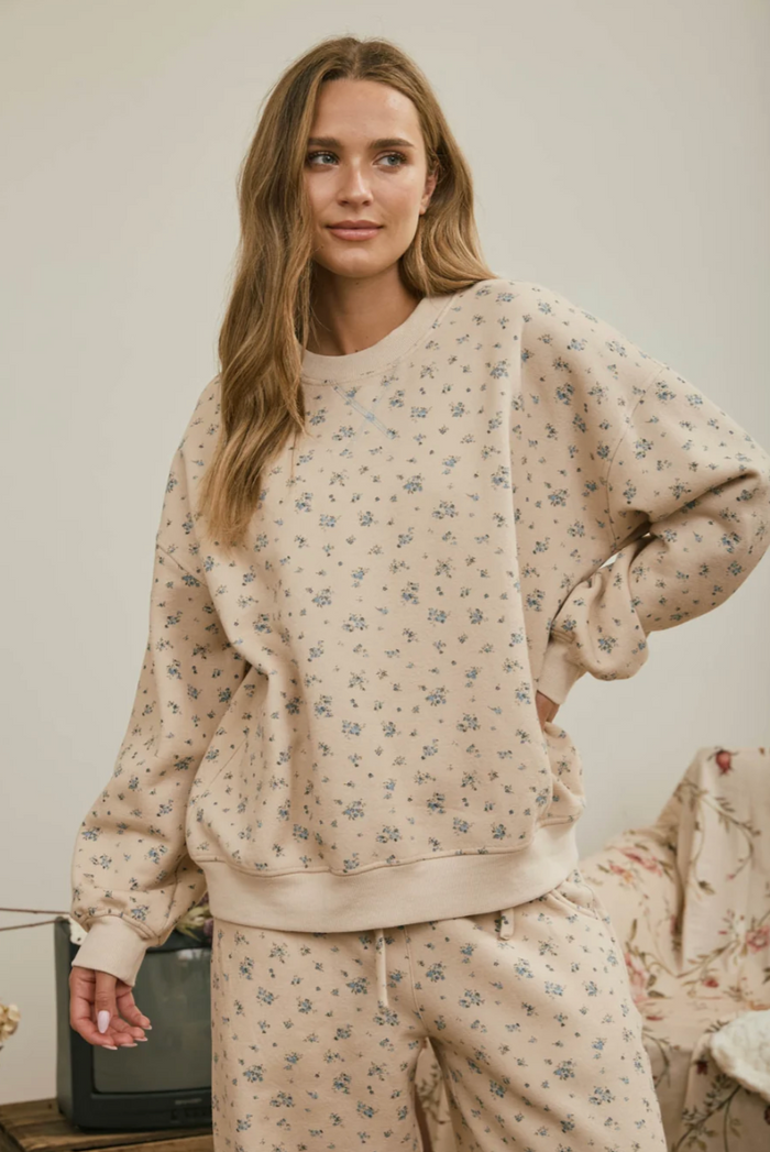 Stay In Ditsy Floral Cozy Sweatshirt