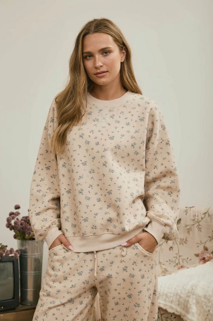 Stay In Ditsy Floral Cozy Sweatshirt
