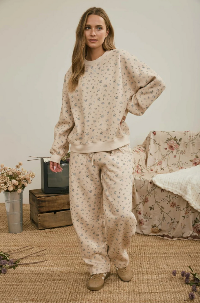 Stay In Ditsy Floral Cozy Sweatshirt