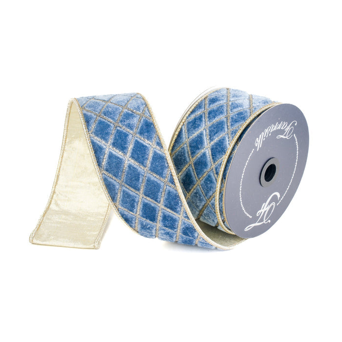Steel Blue Metallic Diamond Ribbon, 2.5" X 10YD
