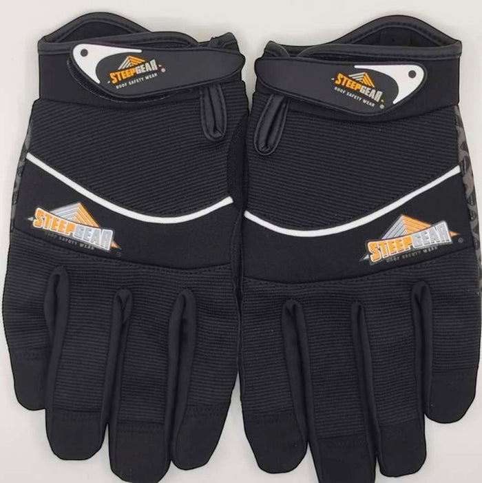 Certified Lights SteepGear black full finger gloves with gripping power on palm and fingers.