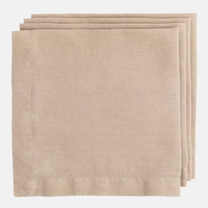 Stonewall Khaki HG Signature hand-dyed linen napkin, 22-inch square, folded.