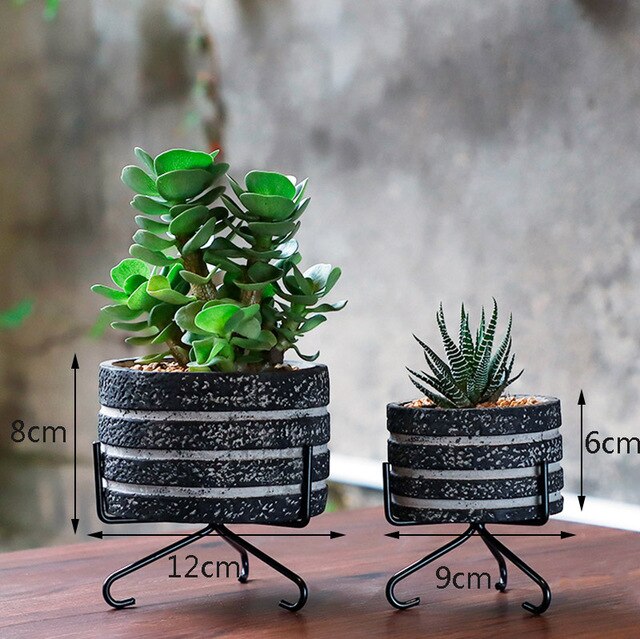 Striped flowerpot silicone mold