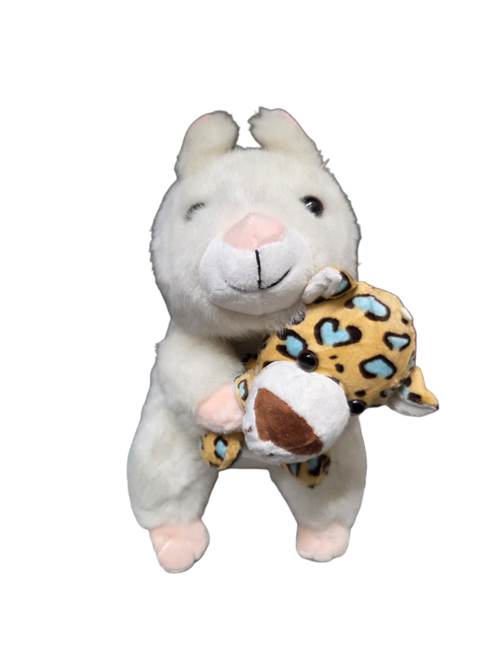 Stuffed Large White Squirrel Plush Toy with Pink Nose & Buddy Baby - 8 Inch Plushie Animal