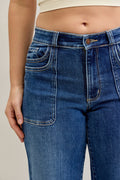 Sydney 90's Straight Front Patch Pocket Wide Leg Denim