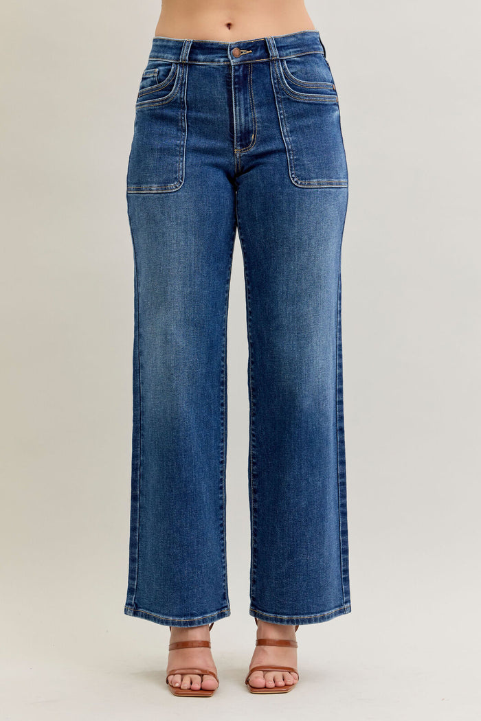 Sydney 90's Straight Front Patch Pocket Wide Leg Denim
