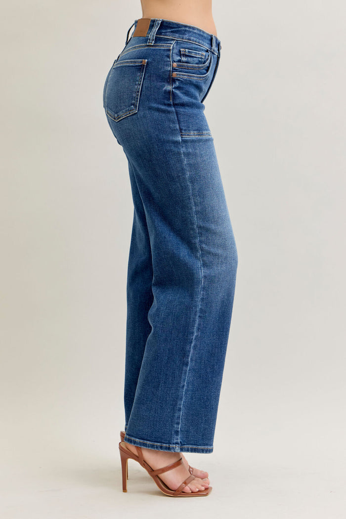 Sydney 90's Straight Front Patch Pocket Wide Leg Denim