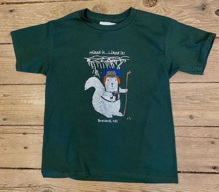 T-Shirt - Kids - Youth - Hiked It. Liked It. - Short Sleeve Crew Neck in Forest Green