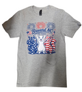 T-Shirt Adult Red, White Squirrel and Blue Fourth of the July Design for 250 years USA