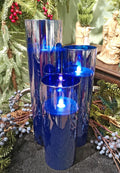 Tall Blue Moving LED Glass Candle Set