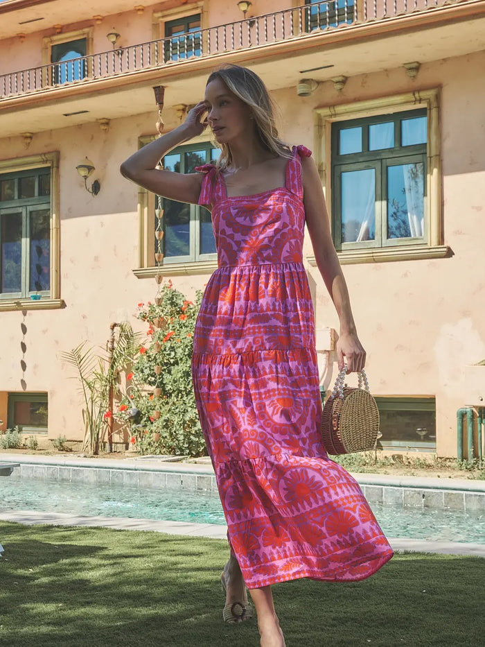 Tarie Tropical Tiered Maxi Dress