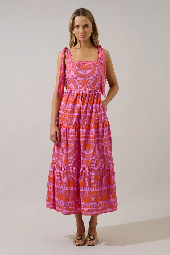 Tarie Tropical Tiered Maxi Dress
