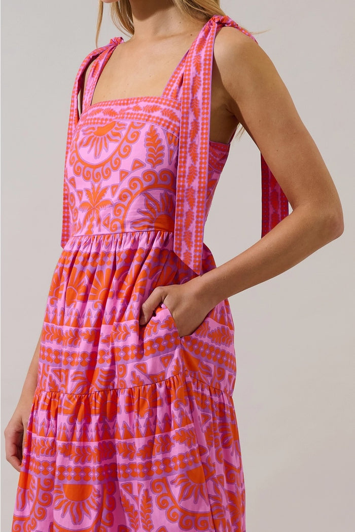 Tarie Tropical Tiered Maxi Dress