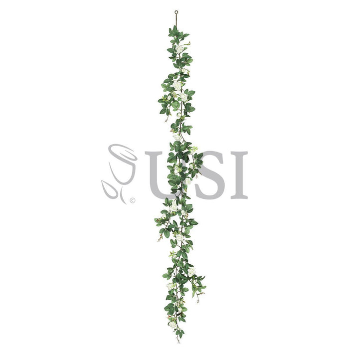Tea Rose Flower Garland, 6ft, Cream White