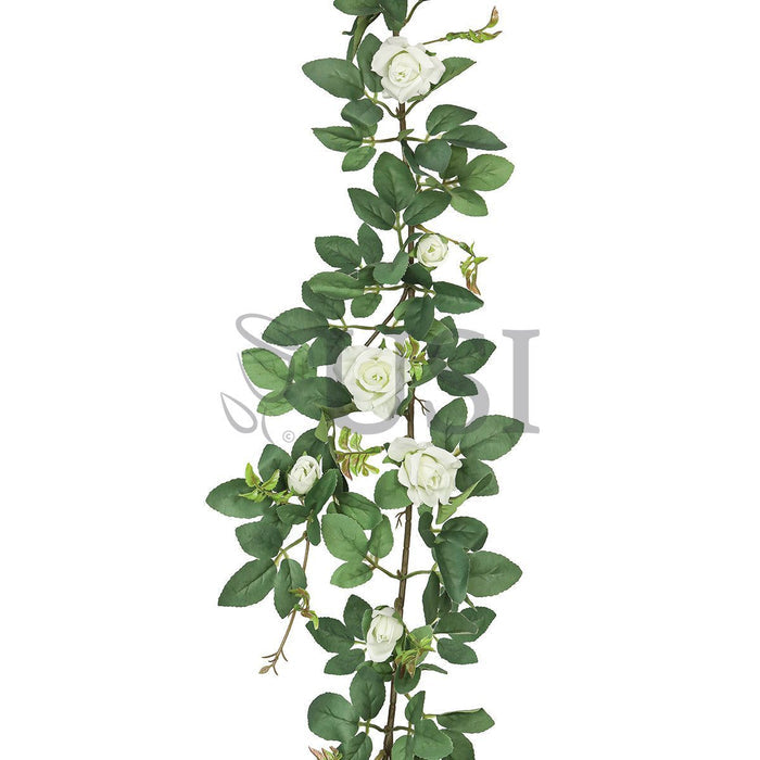 Tea Rose Flower Garland, 6ft, Cream White