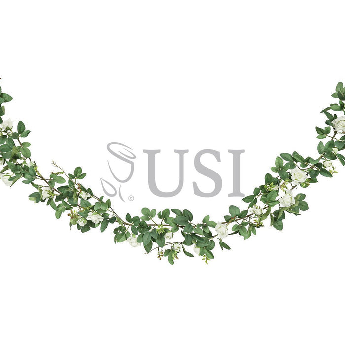 Tea Rose Flower Garland, 6ft, Cream White