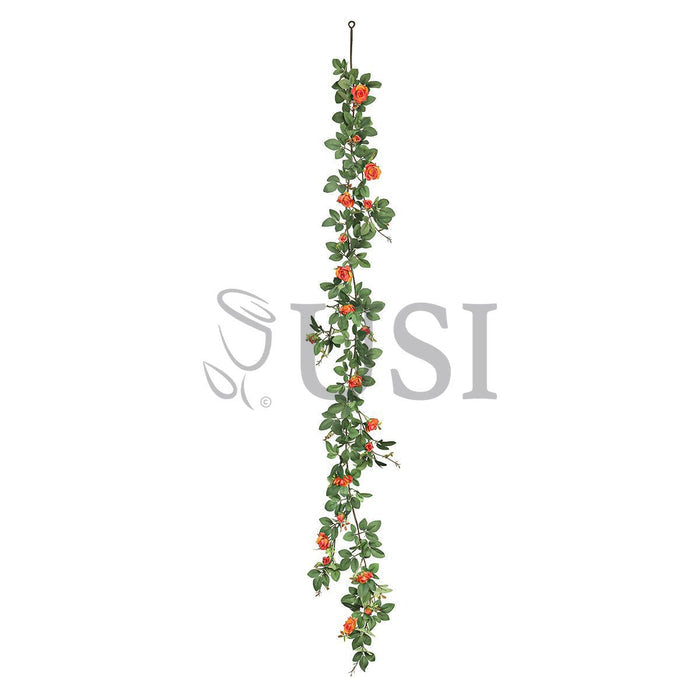 Tea Rose Flower Garland, 6ft, Orange