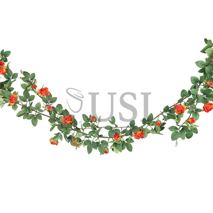 Tea Rose Flower Garland, 6ft, Orange