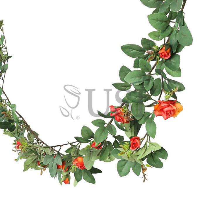 Tea Rose Flower Garland, 6ft, Orange