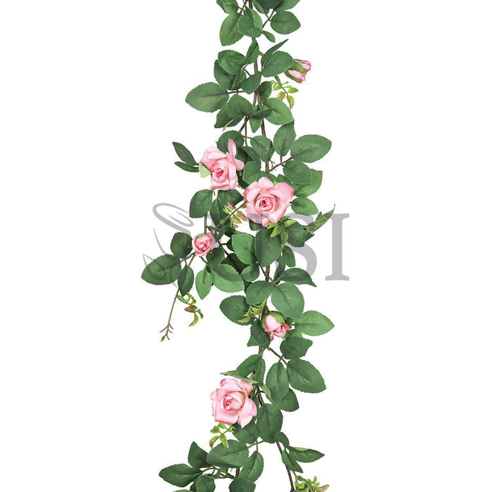 Tea Rose Flower Garland, 6ft, Pink