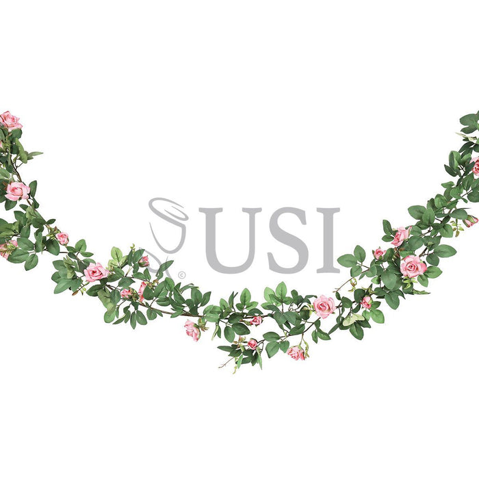 Tea Rose Flower Garland, 6ft, Pink