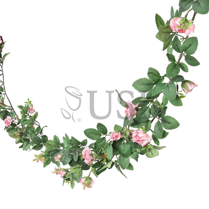 Tea Rose Flower Garland, 6ft, Pink