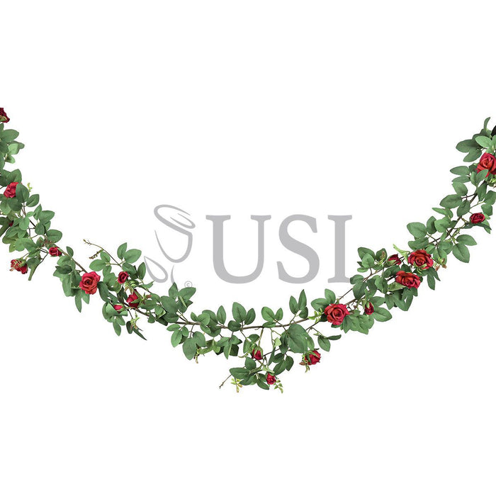 Tea Rose Flower Garland, 6ft, Red