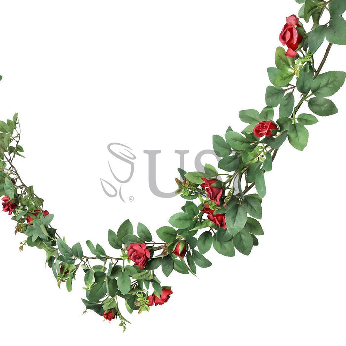 Tea Rose Flower Garland, 6ft, Red