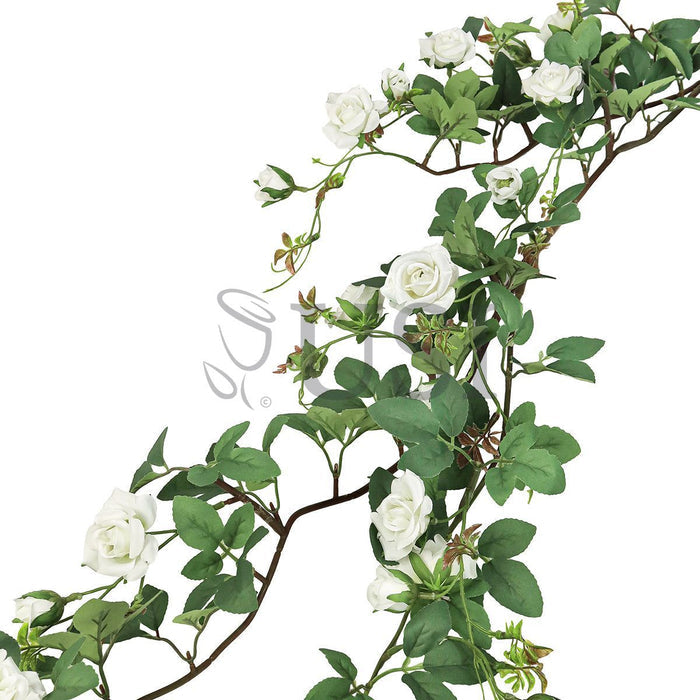 Tea Rose Hanging Flower Vine Spray, 4ft, Cream White