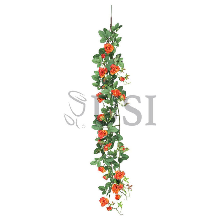 Tea Rose Hanging Flower Vine Spray, 4ft, Orange