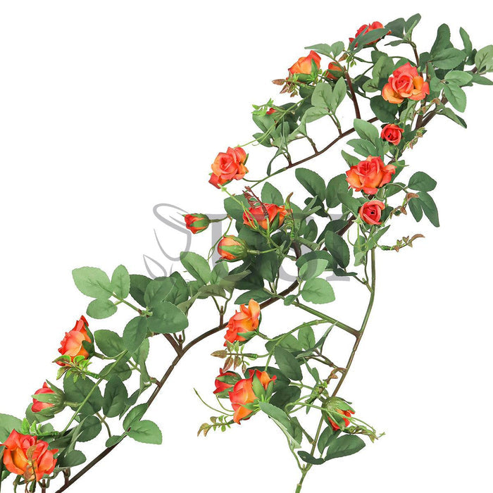 Tea Rose Hanging Flower Vine Spray, 4ft, Orange