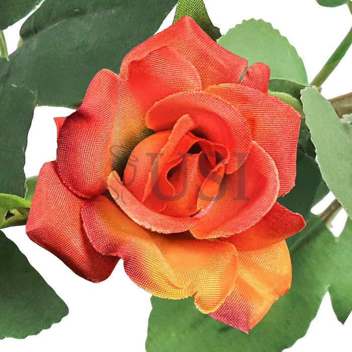 Tea Rose Hanging Flower Vine Spray, 4ft, Orange