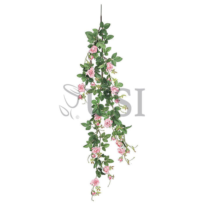 Tea Rose Hanging Flower Vine Spray, 4ft, Pink