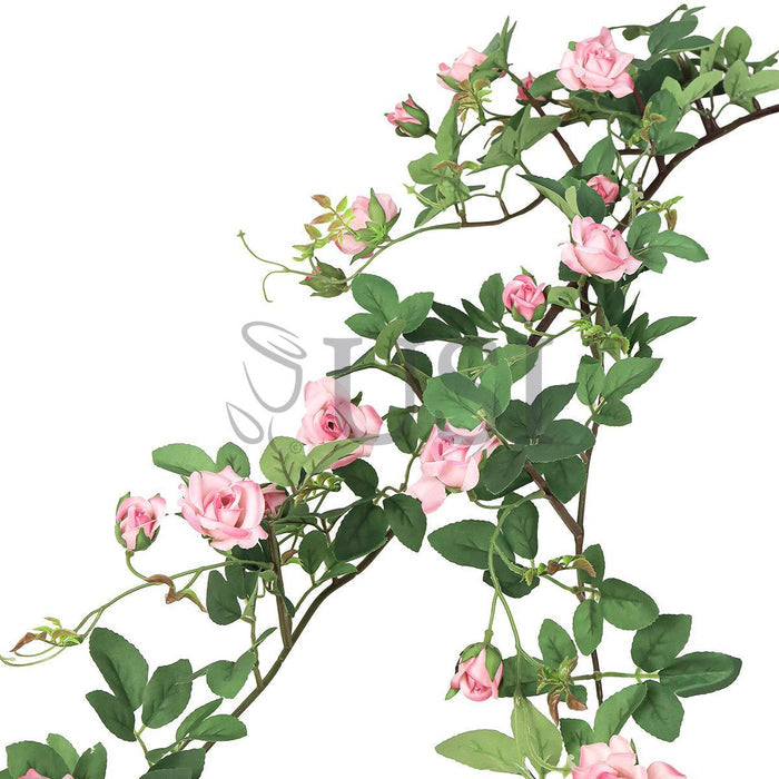 Tea Rose Hanging Flower Vine Spray, 4ft, Pink