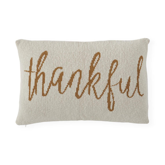 Thankful Script Knit Pillow